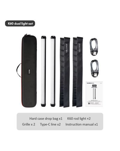 VILTROX K60 2 Kits 20W RGB Tube Light with Grid and Carry Bag