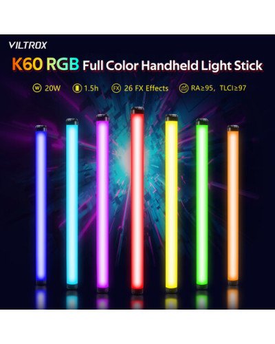 VILTROX K60 20W Handheld RGB LED Light Stick Black (22.8")