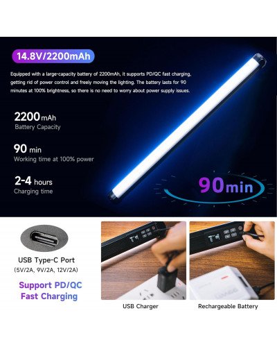 VILTROX K60 20W Handheld RGB LED Light Stick Black (22.8")