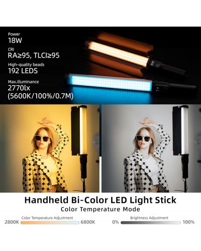 VILTROX H18 Double-Sided Bi-Color & RGB LED Tube Light (22.4")