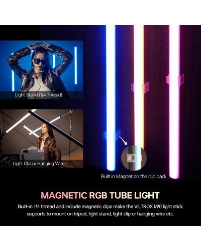VILTROX K90 2 Kit 30W Handheld RGB LED Light Stick Black (38.31") VILTROX K90 2 Kit 30W Handheld RGB LED Light Stick Black (38.31")