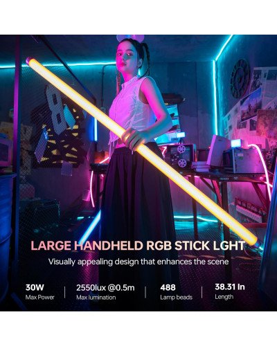 VILTROX K90 2 Kit 30W Handheld RGB LED Light Stick Black (38.31") VILTROX K90 2 Kit 30W Handheld RGB LED Light Stick Black (38.31")