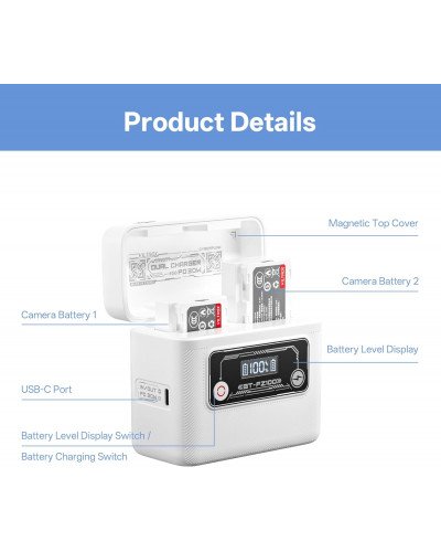 VILTROX BT-FZ100 Camera Battery Charging Case Power Bank for Sony NP-FZ100 (Battery Not Included)
