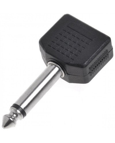 Audio 6.35mm Mono Plug Male to Dual 2 x 3.5mm F 