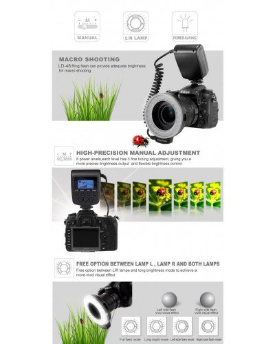 Lightdow LD-48 Macro LED Ring Flash Light with LCD Screen Display