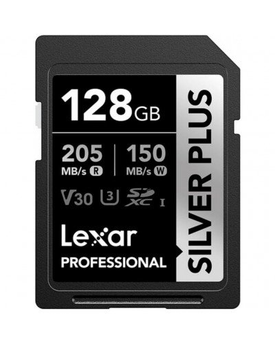 Lexar 128GB Professional SILVER PLUS UHS-I V30 SDXC Memory Card R:205MB/s W:150MB/s