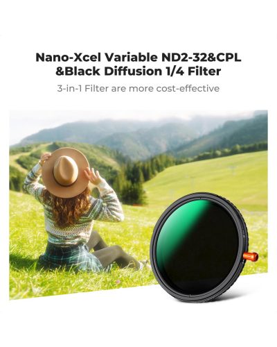 K&F Concept 82mm Nano-X ND2-32 Variable ND+CPL+Black Mist 1/4 3in1 Filter