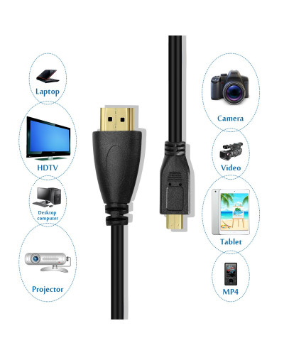 HDMI to MICRO HDMI Male Coiled Cable 2M