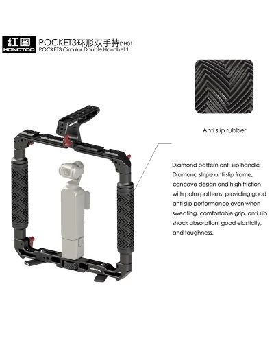 DH01 Dual Handheld Ring Grip Bracket for DJI Pocket 3/4 Instan360 X3/X4/5 Action Camera