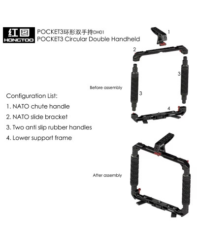 DH01 Dual Handheld Ring Grip Bracket for DJI Pocket 3 Instan360 X3/X4/5 Action Camera DH01 Dual Handheld Ring Grip Bracket for DJI Pocket 3 Instan360 X3/X4/5 Action Camera