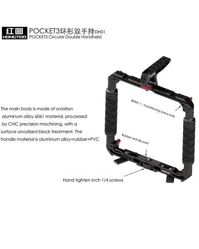 DH01 Dual Handheld Ring Grip Bracket for DJI Pocket 3/4 Instan360 X3/X4/5 Action Camera