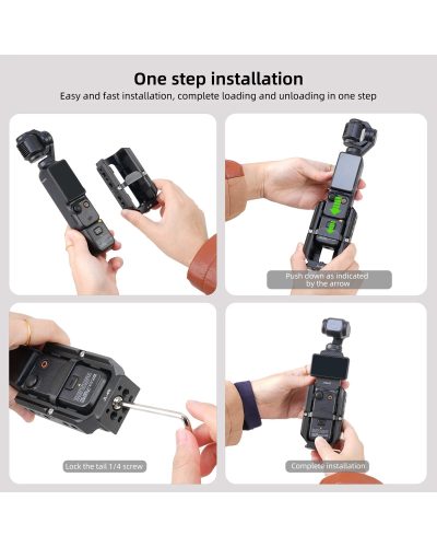 Camera Video Cage & Dual NATO Side Handle Kit for DJI Osmo Pocket 3/4 Vlogging