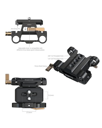 SmallRig Arca-Type Mount Plate Kit with 15mm Dual Rod Clamp