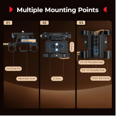 SmallRig Arca-Type Mount Plate Kit with 15mm Dual Rod Clamp