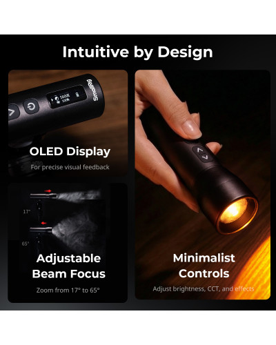 SmallRig RF 05B Portable Zoom LED Video Light CRI 96+ 1900K-8000K OLED Display Creative Spotlight