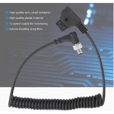 D-Tap to Locking DC 5.5 2.1mm Right Angle Monitor Coiled Power Cable