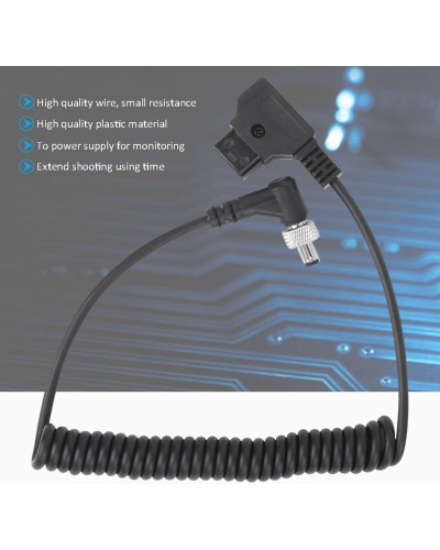 D-Tap to Locking DC 5.5 2.1mm Right Angle Monitor Coiled Power Cable