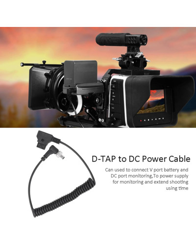 D-Tap to Locking DC 5.5 2.1mm Right Angle Monitor Coiled Power Cable