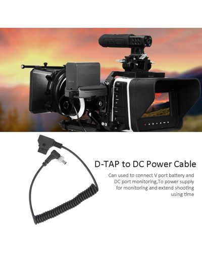 D-Tap to Locking DC 5.5 2.1mm Right Angle Monitor Coiled Power Cable