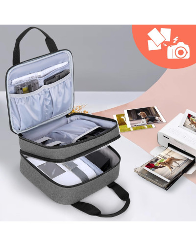 Photo Printer Bag Suitable for SELPHY CP1500 CP1300 CP1200 Polyester Photo Printer Bag with Accessory Compartments