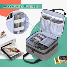 Photo Printer Bag Suitable for SELPHY CP1500 CP1300 CP1200 Polyester Photo Printer Bag with Accessory Compartments