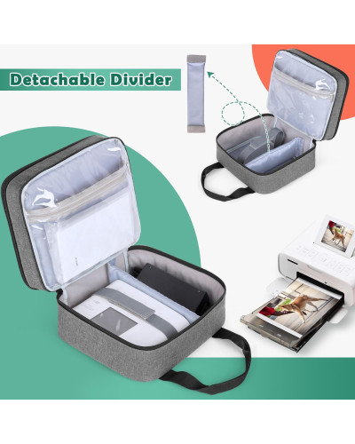 Photo Printer Bag Suitable for SELPHY CP1500 CP1300 CP1200 Polyester Photo Printer Bag with Accessory Compartments