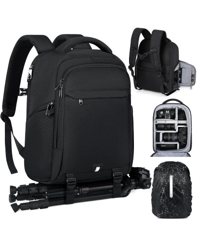 RAINSMORE Camera Backpack Camera Bag for Photographer DSLR SLR Mirrorless Camera Bag