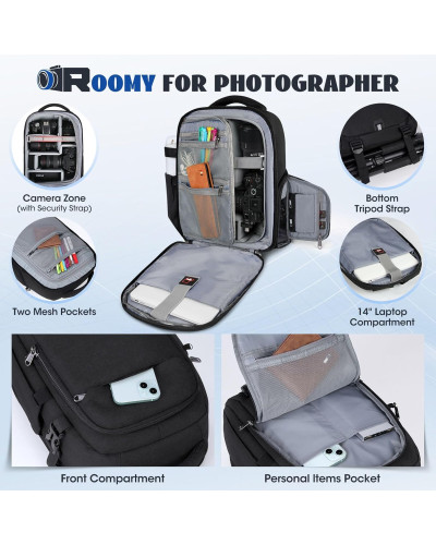 RAINSMORE Camera Backpack Camera Bag for Photographer DSLR SLR Mirrorless Camera Bag RAINSMORE Camera Backpack Camera Bag for Photographer DSLR SLR Mirrorless Camera Bag