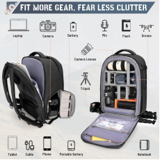 RAINSMORE Camera Backpack Camera Bag for Photographer DSLR SLR Mirrorless Camera Bag