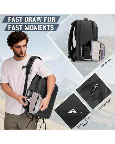 RAINSMORE Camera Backpack Camera Bag for Photographer DSLR SLR Mirrorless Camera Bag