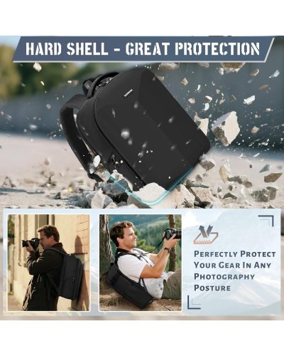 RAINSMORE Camera Backpack Camera Bag for Photographer DSLR SLR Mirrorless Camera Bag