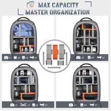 RAINSMORE Camera Backpack Camera Bag for Photographer DSLR SLR Mirrorless Camera Bag