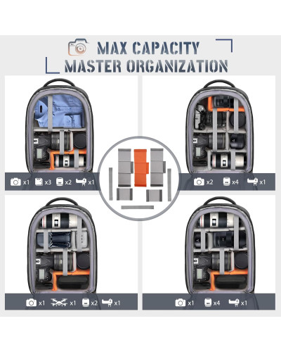 RAINSMORE Camera Backpack Camera Bag for Photographer DSLR SLR Mirrorless Camera Bag