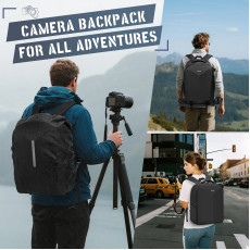 RAINSMORE Camera Backpack Camera Bag for Photographer DSLR SLR Mirrorless Camera Bag
