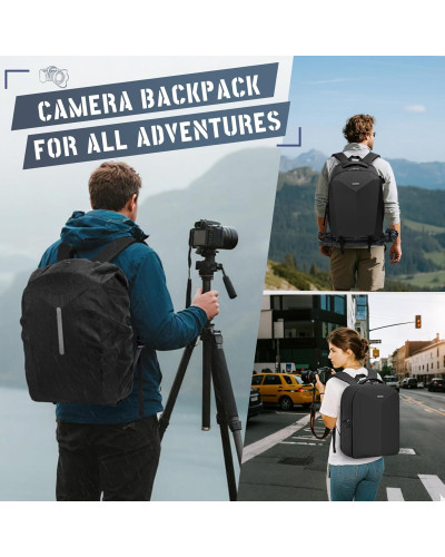 RAINSMORE Camera Backpack Camera Bag for Photographer DSLR SLR Mirrorless Camera Bag