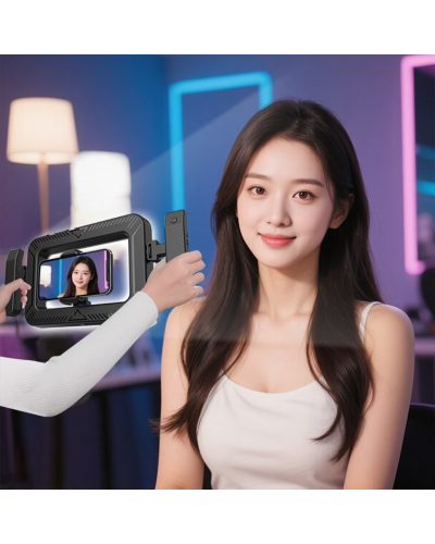 FL-K03 Square Handheld Ring Light With Dual Handles Bluetooth Remote