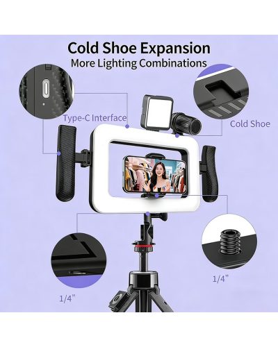 FL-K03 Square Handheld Ring Light With Dual Handles Bluetooth Remote
