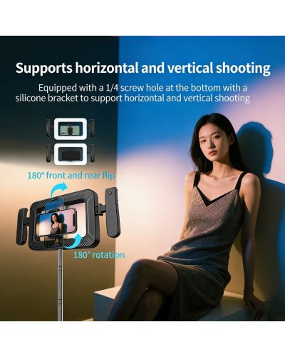 FL-K03 Square Handheld Ring Light With Dual Handles Bluetooth Remote