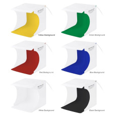 PULUZ 23cm Ring LED Panel Folding Portable Light Photo Lighting Studio Shooting Tent Box Kit with 6 Colors Backdrops