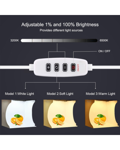 PULUZ 23cm Ring LED Panel Folding Portable Light Photo Lighting Studio Shooting Tent Box Kit with 6 Colors Backdrops