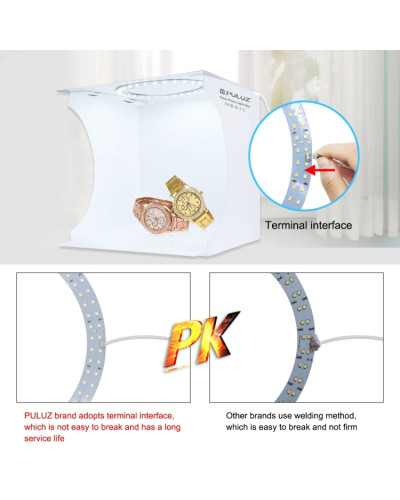 PULUZ 23cm Ring LED Panel Folding Portable Light Photo Lighting Studio Shooting Tent Box Kit with 6 Colors Backdrops