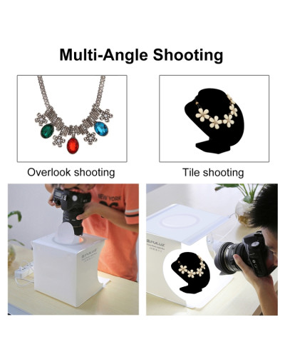 PULUZ 23cm Ring LED Panel Folding Portable Light Photo Lighting Studio Shooting Tent Box Kit with 6 Colors Backdrops