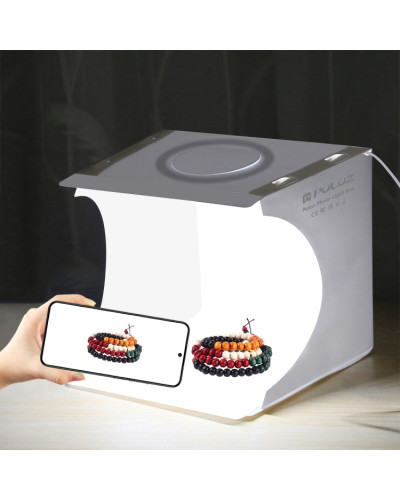 PULUZ 23cm Ring LED Panel Folding Portable Light Photo Lighting Studio Shooting Tent Box Kit with 6 Colors Backdrops