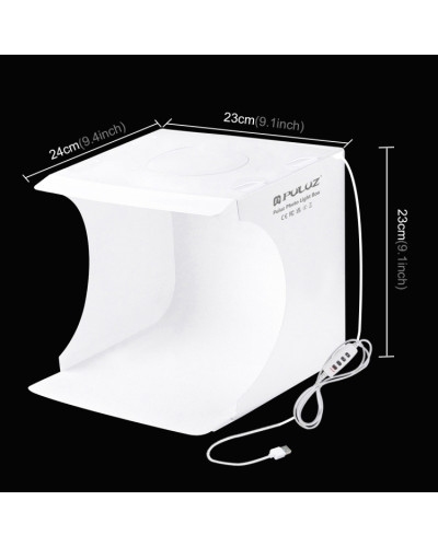 PULUZ 23cm Ring LED Panel Folding Portable Light Photo Lighting Studio Shooting Tent Box Kit with 6 Colors Backdrops