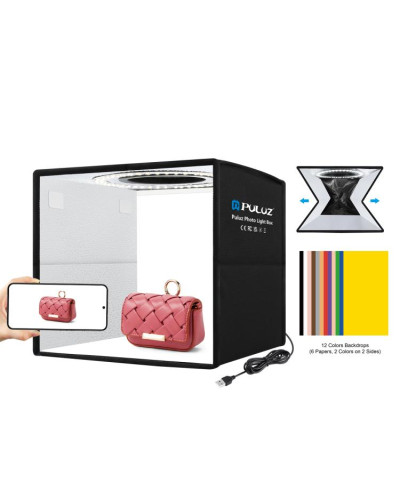 PULUZ 25cm Folding Portable Ring Light Photo Lighting Studio Shooting Tent Box with 12 Colors Backdrops