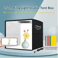 PULUZ 25cm Folding Portable Ring Light Photo Lighting Studio Shooting Tent Box with 12 Colors Backdrops