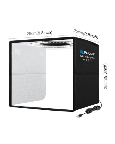 PULUZ 25cm Folding Portable Ring Light Photo Lighting Studio Shooting Tent Box with 12 Colors Backdrops