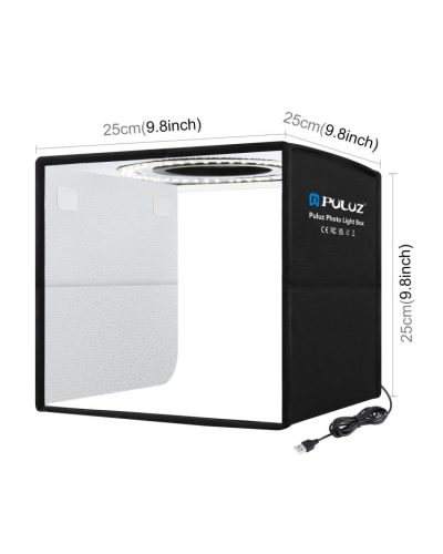 PULUZ 25cm Folding Portable Ring Light Photo Lighting Studio Shooting Tent Box with 12 Colors Backdrops