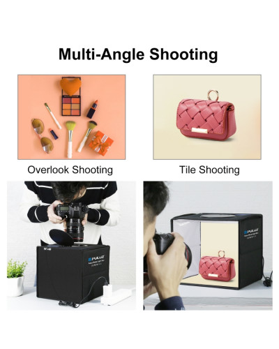 PULUZ 25cm Folding Portable Ring Light Photo Lighting Studio Shooting Tent Box with 12 Colors Backdrops