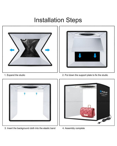 PULUZ 25cm Folding Portable Ring Light Photo Lighting Studio Shooting Tent Box with 12 Colors Backdrops